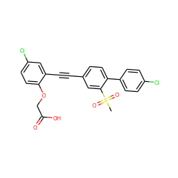 CS(=O)(=O)c1cc(C#Cc2cc(Cl)ccc2OCC(=O)O)ccc1-c1ccc(Cl)cc1 ZINC000073196537