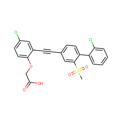 CS(=O)(=O)c1cc(C#Cc2cc(Cl)ccc2OCC(=O)O)ccc1-c1ccccc1Cl ZINC000073162538