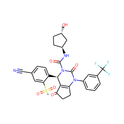 CS(=O)(=O)c1cc(C#N)ccc1[C@@H]1C2=C(CCC2=O)N(c2cccc(C(F)(F)F)c2)C(=O)N1C(=O)N[C@H]1CC[C@H](O)C1 ZINC001772640240