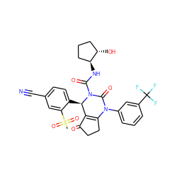 CS(=O)(=O)c1cc(C#N)ccc1[C@@H]1C2=C(CCC2=O)N(c2cccc(C(F)(F)F)c2)C(=O)N1C(=O)N[C@H]1CCC[C@@H]1O ZINC001772639318