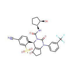 CS(=O)(=O)c1cc(C#N)ccc1[C@@H]1C2=C(CCC2=O)N(c2cccc(C(F)(F)F)c2)C(=O)N1C(=O)N[C@H]1CCC[C@H]1O ZINC001772616227