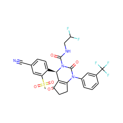 CS(=O)(=O)c1cc(C#N)ccc1[C@@H]1C2=C(CCC2=O)N(c2cccc(C(F)(F)F)c2)C(=O)N1C(=O)NCC(F)F ZINC001772641048