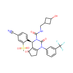 CS(=O)(=O)c1cc(C#N)ccc1[C@@H]1C2=C(CCC2=O)N(c2cccc(C(F)(F)F)c2)C(=O)N1C(=O)NCC1CC(O)C1 ZINC001772578582