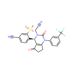 CS(=O)(=O)c1cc(C#N)ccc1[C@@H]1C2=C(CCC2=O)N(c2cccc(C(F)(F)F)c2)C(=O)N1CC#N ZINC000212170738