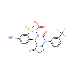 CS(=O)(=O)c1cc(C#N)ccc1[C@@H]1C2=C(CCC2=O)N(c2cccc(C(F)(F)F)c2)C(=O)N1CC(=O)O ZINC000224576590