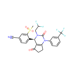 CS(=O)(=O)c1cc(C#N)ccc1[C@@H]1C2=C(CCC2=O)N(c2cccc(C(F)(F)F)c2)C(=O)N1CC(F)F ZINC001772585466