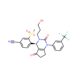 CS(=O)(=O)c1cc(C#N)ccc1[C@@H]1C2=C(CCC2=O)N(c2cccc(C(F)(F)F)c2)C(=O)N1CCCO ZINC001772592373