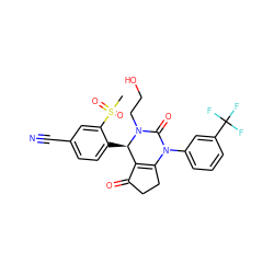 CS(=O)(=O)c1cc(C#N)ccc1[C@@H]1C2=C(CCC2=O)N(c2cccc(C(F)(F)F)c2)C(=O)N1CCO ZINC001772579825