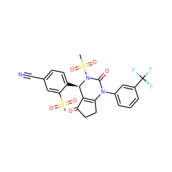 CS(=O)(=O)c1cc(C#N)ccc1[C@@H]1C2=C(CCC2=O)N(c2cccc(C(F)(F)F)c2)C(=O)N1S(C)(=O)=O ZINC000218641297