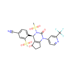 CS(=O)(=O)c1cc(C#N)ccc1[C@@H]1C2=C(CCC2=O)N(c2ccnc(C(F)(F)F)c2)C(=O)N1S(C)(=O)=O ZINC000218641197