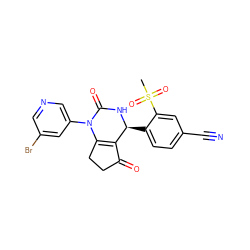 CS(=O)(=O)c1cc(C#N)ccc1[C@@H]1NC(=O)N(c2cncc(Br)c2)C2=C1C(=O)CC2 ZINC001772618249