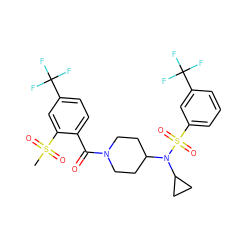 CS(=O)(=O)c1cc(C(F)(F)F)ccc1C(=O)N1CCC(N(C2CC2)S(=O)(=O)c2cccc(C(F)(F)F)c2)CC1 ZINC000103251058