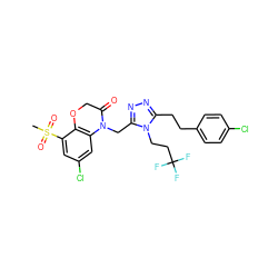 CS(=O)(=O)c1cc(Cl)cc2c1OCC(=O)N2Cc1nnc(CCc2ccc(Cl)cc2)n1CCC(F)(F)F ZINC000071331321