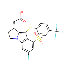 CS(=O)(=O)c1cc(F)cc2c1c(Sc1ccc(C(F)(F)F)cc1)c1n2CC[C@@H]1CC(=O)O ZINC000029053237