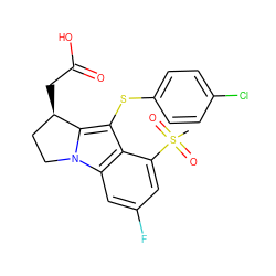 CS(=O)(=O)c1cc(F)cc2c1c(Sc1ccc(Cl)cc1)c1n2CC[C@H]1CC(=O)O ZINC000029053834