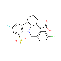 CS(=O)(=O)c1cc(F)cc2c3c(n(Cc4ccc(Cl)cc4)c12)[C@@H](CC(=O)O)CCC3 ZINC000038389732