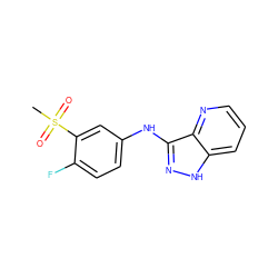 CS(=O)(=O)c1cc(Nc2n[nH]c3cccnc23)ccc1F ZINC000166968123