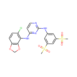 CS(=O)(=O)c1cc(Nc2nccc(Nc3c(Cl)ccc4c3OCO4)n2)cc(S(C)(=O)=O)c1 ZINC000040975387