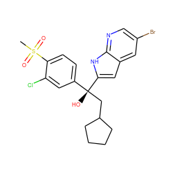 CS(=O)(=O)c1ccc([C@@](O)(CC2CCCC2)c2cc3cc(Br)cnc3[nH]2)cc1Cl ZINC000653803297