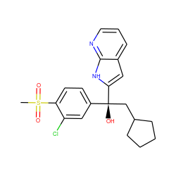 CS(=O)(=O)c1ccc([C@@](O)(CC2CCCC2)c2cc3cccnc3[nH]2)cc1Cl ZINC000653801585