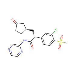 CS(=O)(=O)c1ccc([C@@H](C[C@H]2CCC(=O)C2)C(=O)Nc2cnccn2)cc1Cl ZINC000030691803