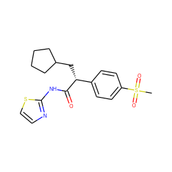 CS(=O)(=O)c1ccc([C@@H](CC2CCCC2)C(=O)Nc2nccs2)cc1 ZINC000003817750