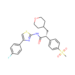 CS(=O)(=O)c1ccc([C@@H](CC2CCOCC2)C(=O)Nc2nc(-c3ccc(F)cc3)cs2)cc1 ZINC000049803842