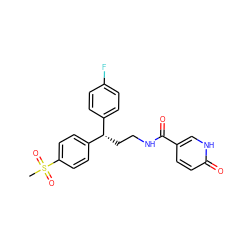 CS(=O)(=O)c1ccc([C@@H](CCNC(=O)c2ccc(=O)[nH]c2)c2ccc(F)cc2)cc1 ZINC000043064015