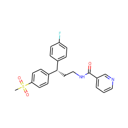 CS(=O)(=O)c1ccc([C@@H](CCNC(=O)c2cccnc2)c2ccc(F)cc2)cc1 ZINC000043012155