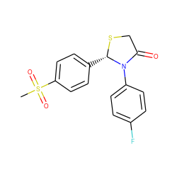 CS(=O)(=O)c1ccc([C@@H]2SCC(=O)N2c2ccc(F)cc2)cc1 ZINC000028955022