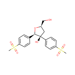 CS(=O)(=O)c1ccc([C@H]2O[C@@H](CO)C[C@]2(O)c2ccc(S(C)(=O)=O)cc2)cc1 ZINC000028648849