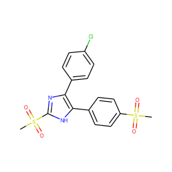 CS(=O)(=O)c1ccc(-c2[nH]c(S(C)(=O)=O)nc2-c2ccc(Cl)cc2)cc1 ZINC000095602570