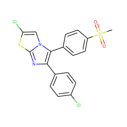 CS(=O)(=O)c1ccc(-c2c(-c3ccc(Cl)cc3)nc3sc(Cl)cn23)cc1 ZINC000027563122