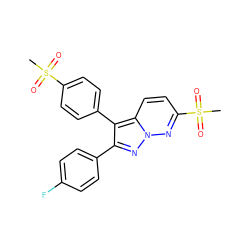 CS(=O)(=O)c1ccc(-c2c(-c3ccc(F)cc3)nn3nc(S(C)(=O)=O)ccc23)cc1 ZINC000028386785