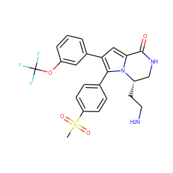 CS(=O)(=O)c1ccc(-c2c(-c3cccc(OC(F)(F)F)c3)cc3n2[C@@H](CCN)CNC3=O)cc1 ZINC000207216513