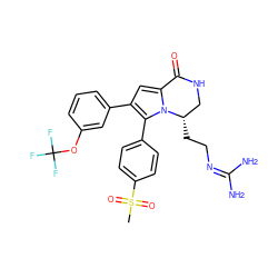 CS(=O)(=O)c1ccc(-c2c(-c3cccc(OC(F)(F)F)c3)cc3n2[C@@H](CCN=C(N)N)CNC3=O)cc1 ZINC000207260524