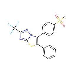 CS(=O)(=O)c1ccc(-c2c(-c3ccccc3)sc3nc(C(F)(F)F)nn23)cc1 ZINC000027714495