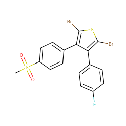 CS(=O)(=O)c1ccc(-c2c(Br)sc(Br)c2-c2ccc(F)cc2)cc1 ZINC000001539342