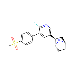 CS(=O)(=O)c1ccc(-c2cc([C@H]3C[C@H]4CC[C@H]3N4)cnc2F)cc1 ZINC000254093937