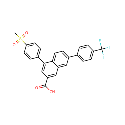 CS(=O)(=O)c1ccc(-c2cc(C(=O)O)cc3cc(-c4ccc(C(F)(F)F)cc4)ccc23)cc1 ZINC000071316852