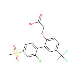 CS(=O)(=O)c1ccc(-c2cc(C(F)(F)F)ccc2OCC(=O)O)c(Cl)c1 ZINC000071331432