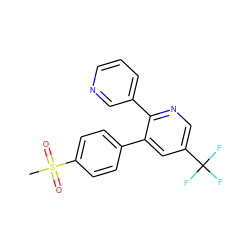 CS(=O)(=O)c1ccc(-c2cc(C(F)(F)F)cnc2-c2cccnc2)cc1 ZINC000026662991
