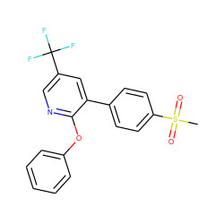 CS(=O)(=O)c1ccc(-c2cc(C(F)(F)F)cnc2Oc2ccccc2)cc1 ZINC000029415289