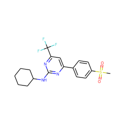 CS(=O)(=O)c1ccc(-c2cc(C(F)(F)F)nc(NC3CCCCC3)n2)cc1 ZINC000034035599