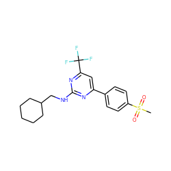 CS(=O)(=O)c1ccc(-c2cc(C(F)(F)F)nc(NCC3CCCCC3)n2)cc1 ZINC000043017765