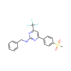 CS(=O)(=O)c1ccc(-c2cc(C(F)(F)F)nc(NCc3ccccc3)n2)cc1 ZINC000000591684