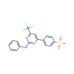 CS(=O)(=O)c1ccc(-c2cc(C(F)(F)F)nc(Nc3ccccc3)n2)cc1 ZINC000043075493