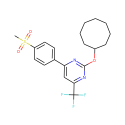 CS(=O)(=O)c1ccc(-c2cc(C(F)(F)F)nc(OC3CCCCCCC3)n2)cc1 ZINC000043065524