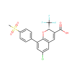 CS(=O)(=O)c1ccc(-c2cc(Cl)cc3c2O[C@H](C(F)(F)F)C(C(=O)O)=C3)cc1 ZINC000066066259