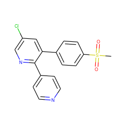 CS(=O)(=O)c1ccc(-c2cc(Cl)cnc2-c2ccncc2)cc1 ZINC000026660880